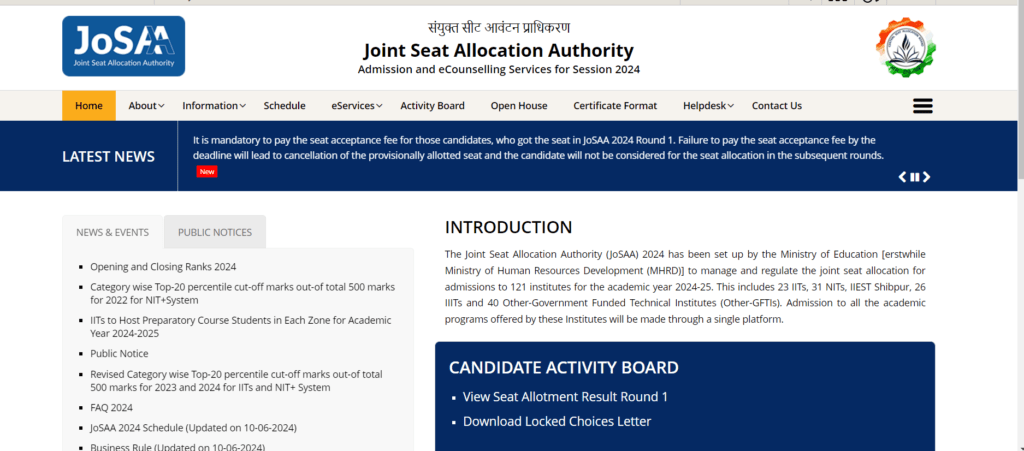 josaa Counselling 2024