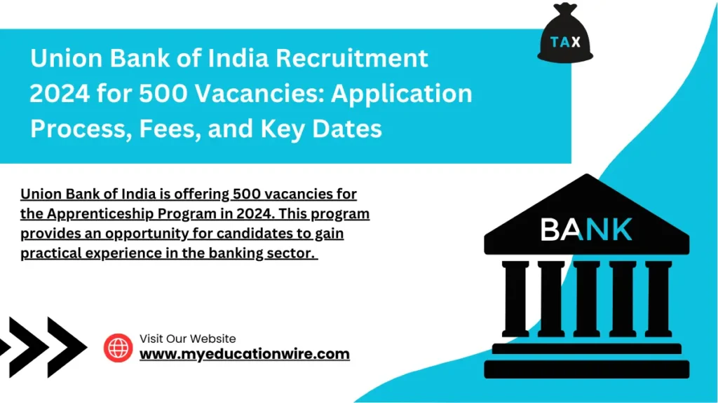 Union Bank of India is offering 500 vacancies for the Apprenticeship Program in 2024. This program provides an opportunity for candidates to gain practical experience in the banking sector.