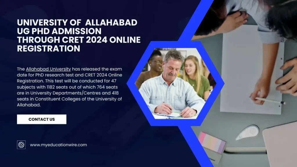 University of Allahabad UG Phd Admission Through CRET 2024 Online Registration