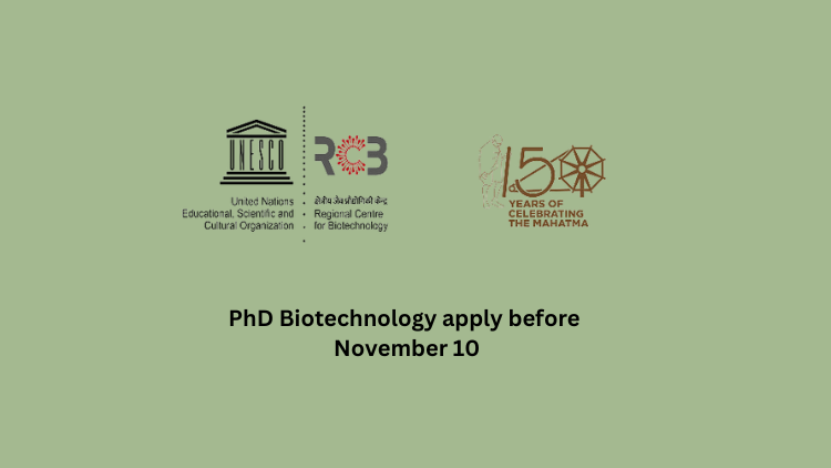 PhD Biotechnology apply before November 10