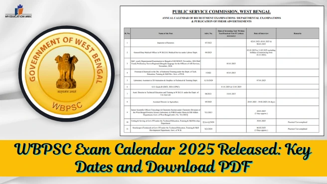 WBPSC Exam Calendar 2025