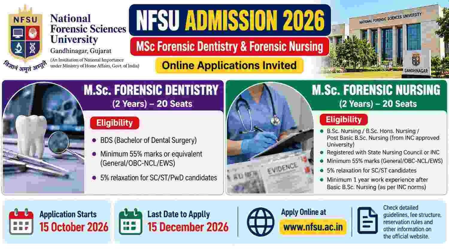 NFSU Admission 2026